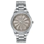 Poze By Sonata Quartz Analog Beige Dial Silver Metal Strap Watch For Men