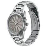 Poze By Sonata Quartz Analog Beige Dial Silver Metal Strap Watch For Men - Image 2