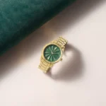 Poze By Sonata Quartz Analog Green Dial Gold Metal Strap Watch For Men