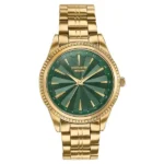 Poze By Sonata Quartz Analog Green Dial Gold Metal Strap Watch For Men - Image 2
