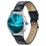 Poze By Sonata Quartz Analog Blue Dial Black Leather Strap Watch For Men - Image 2