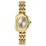 Poze By Sonata Quartz Analog Silver Dial Gold Metal Strap Watch For Women