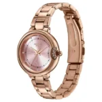 Poze By Sonata Quartz Analog Pink Dial Rose Gold Metal Strap Watch For Women - Image 2