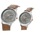 Timex Pairs Grey Round Analog Brass Dial Watch