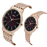 TIMEX Round Brown Dial Analog Pair's Watch