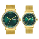 TIMEX Green Round Dial Analog Pair's Watch