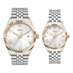 TIMEX Trendline Silver Round Dial Analog Pair's Watch