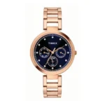 Timex E Class Women's Blue Dial Round Case Multifunction Function Watch