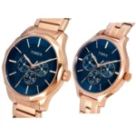 Timex Fashion Collection Premium Quality Multifunction Pair's Analog Blue Dial Coloured Quartz Watch, Round Dial with 44 mm Case width - Image 2