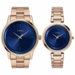Timex Fashion Collection Premium Quality 3 Hands Pair's Analog Blue Dial Coloured Quartz Watch, Round Dial with 42 mm Case width - Image 4