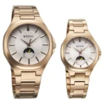 Titan Bandhan Quartz Analog With Sun - Moon Silver Dial Rose Gold Stainless Steel Strap Watch For Couple - Image 2