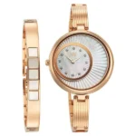 Titan Raga Power Pearls Quartz Analog Mother of Pearl Dial Rose Gold Metal Strap Watch For Women