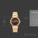 Titan Purple Time Deluxe Quartz Analog Brown Dial Rose Gold Metal Strap Watch For Women - Image 6