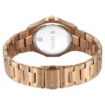 Titan Purple Time Deluxe Quartz Analog Brown Dial Rose Gold Metal Strap Watch For Women - Image 5