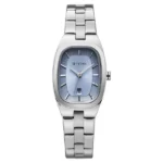 Titan Work Essentials Quartz Analog Blue Dial Silver Metal Strap Watch For Women