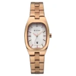 Titan Work Essentials Quartz Analog Silver Dial Rose Gold Metal Strap Watch For Women