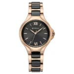 Titan Work Essentials Quartz Analog Black Dial Two Toned Metal Strap Watch For Women