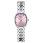 Titan Raga Spotlight Quartz Analog Pink Dial Silver Metal Strap Watch For Women