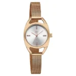 Vyb Spotlight By Fastrack Quartz Analog Silver Dial Rose Gold Stainless Steel Strap Watch For Girls - Image 2