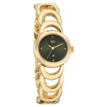 Vyb Bliss By Fastrack Quartz Analog Green Dial Golden Metal Strap Watch For Girls - Image 2