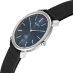 Edge Meister Quartz Analog Blue Dial Black Leather Strap Watch For Men - Image 4