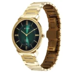 Edge Meister Quartz Analog with Date Green Dial Golden Stainless Steel Strap Watch For Men - Image 2