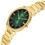 Edge Meister Quartz Analog with Date Green Dial Golden Stainless Steel Strap Watch For Men - Image 3