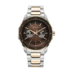 Titan Regalia Opulent Two-Eye Multifunction Brown Panda Dial Rose Gold And Steel Bimetal Strap Watch For Men