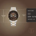 Titan Regalia Opulent Two-Eye Multifunction Brown Panda Dial Rose Gold And Steel Bimetal Strap Watch For Men - Image 3