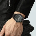 Titan Men's Minimalist Zen Watch Black: Sleek Leather Strap with Contrast Hands - Image 3