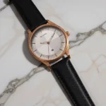 Titan Neo Economy Quartz Analog with Date Silver Dial Black Leather Strap Watch For Men - Image 2