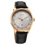 Titan Neo Economy Quartz Analog with Date Silver Dial Black Leather Strap Watch For Men