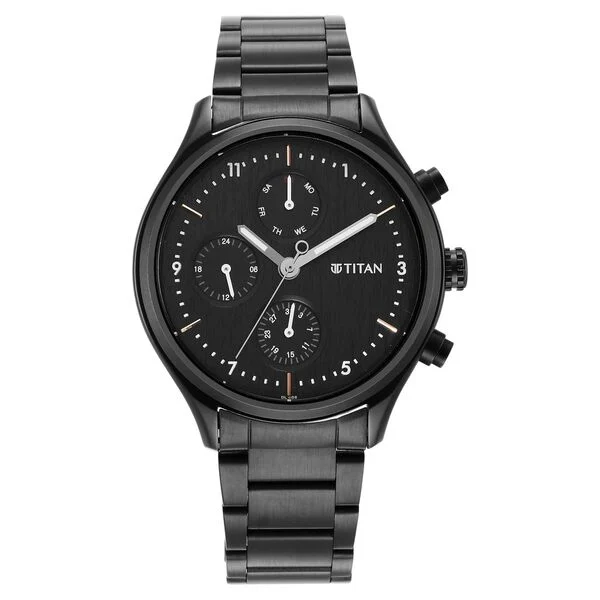 1803NM01_2 Titan Neo Black Dial Quartz Multifunction Stainless Steel Strap watch for Men - Image 1