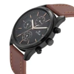 Titan Workwear Multifunction Black Dial Brown Leather Strap Watch For Men