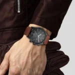 Titan Workwear Multifunction Black Dial Brown Leather Strap Watch For Men - Image 3