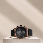 Titan Men's Infinity Chrono watch: Precise Black Dial, Rose Gold Highlights, Durable Leather Strap - Image 2