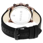 Titan Men's Infinity Chrono watch: Precise Black Dial, Rose Gold Highlights, Durable Leather Strap - Image 3