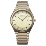 Titan Classique Slim Wear Quartz Analog Champagne Dial Brown Stainless Steel Strap Refined Formal Dress Watch For Men