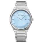 Titan Classique Slim Wear Quartz Analog Blue Dial Silver Stainless Steel Strap Refined Formal Dress Watch For Men