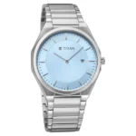 Titan Classique Slim Wear Quartz Analog Blue Dial Silver Stainless Steel Strap Refined Formal Dress Watch For Men - Image 4