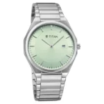 Titan Classique Slim Wear Quartz Analog Pastel Green Dial Silver Stainless Steel Strap Refined Formal Dress Men's Watch - Image 4