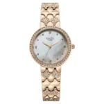 Titan Raga Spotlight Quartz Analog White Dial Rose Gold Metal Strap Watch For Women