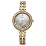 Titan Raga Spotlight Quartz Analog Silver Dial Rose Gold Metal Strap Watch For Women