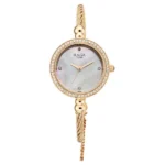 Titan Raga Spotlight Quartz Analog White Dial Rose Gold Metal Strap Watch For Women