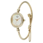 Titan Raga Spotlight Quartz Analog White Dial Golden Metal Strap Watch For Women - Image 2