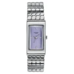 Poze Poze Quartz Analog Purple Dial Silver Metal Strap Watch For Women