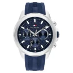 Tommy Hilfiger Quartz Multifunction Blue Dial Blue Silicone Strap Watch For Men