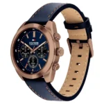Tommy Hilfiger Quartz Chronograph Blue Dial Blue Leather Strap Watch For Men - Image 2