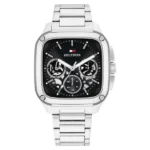 Tommy Hilfiger Quartz Multifunction Black Dial Silver Stainless Steel Strap Watch For Men
