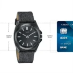 Sonata Poze Quartz Analog Black Dial Black Denim Leather Strap Watch For Men - Image 3